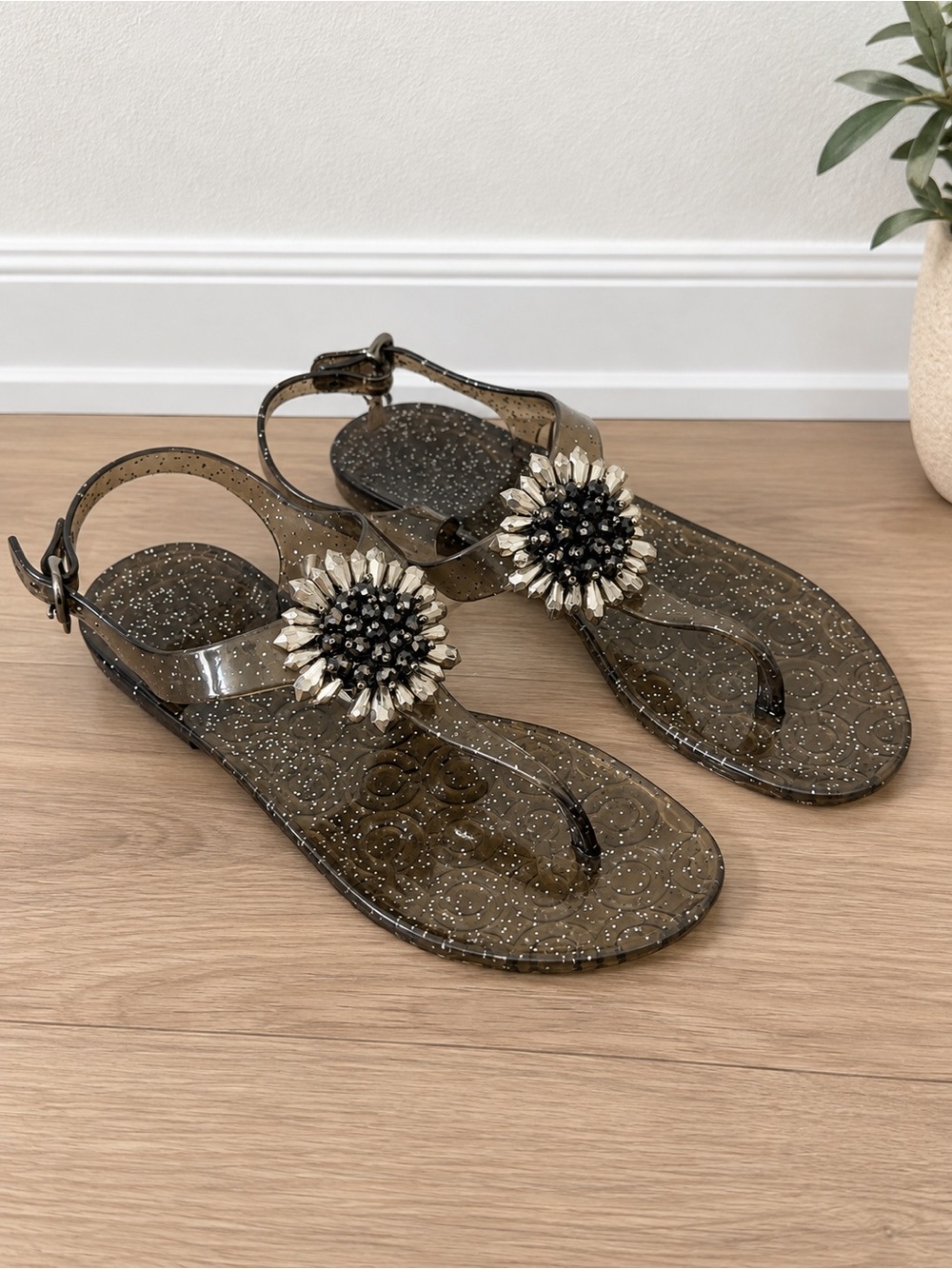 Coach Hilda Sparkle Jelly Sandals Crystal Embellished Size 8